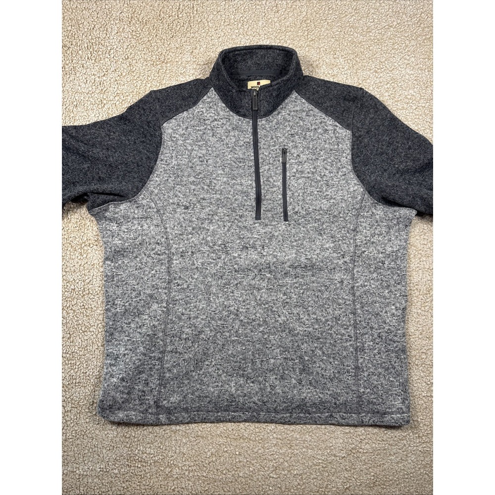 Woolrich Fleece 1/4 Zip Sweater Pullover Mens XLL 2XL Gray Warm Long Sleeves